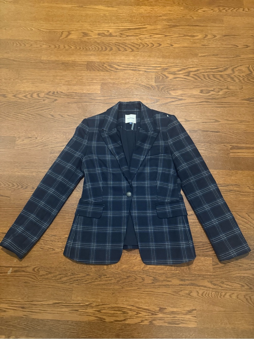COURT & ROWE Navy Plaid Single-Button Blazer